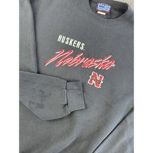 Vintage Nebraska Huskers Crewneck Sweatshirt Black Embroidered NCAA